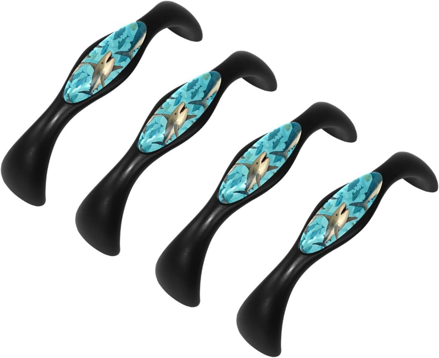 4 PCS Drawer Pulls Shark 5 Inch Hole Centers Cabinet Pulls Dresser Handle Cabinet Hardware with Screws Kitchen Closet Drawer Door Handles