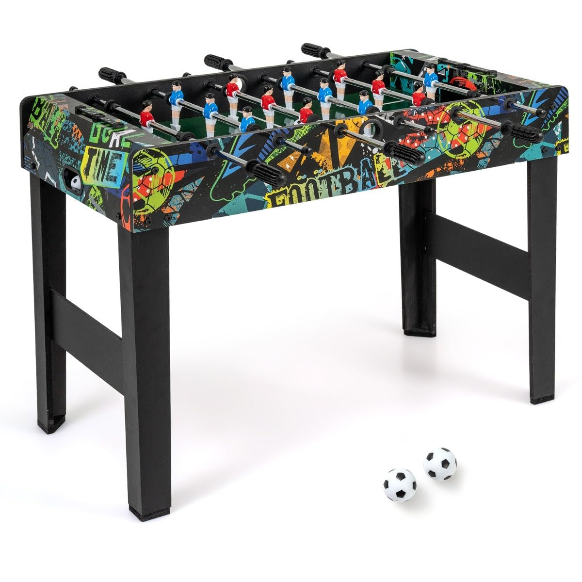 Table de Baby-Foot 2 en 1 94 x 51 x 69 cm avec Design réaliste et tiges métalliques Souples en MDF Noir 20_0018124