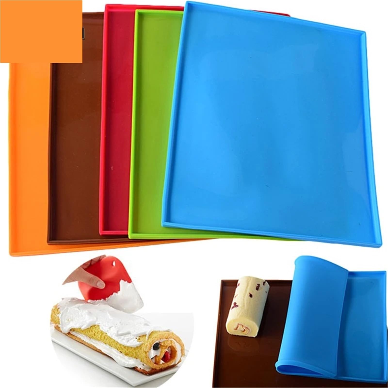 Tapete Para Horno Alfombrillas antiadherentes for horno, herramientas de repostería, alfombra silicona for hornear, molde for rollos pastel, almohadilla for, 2 uds(Red)