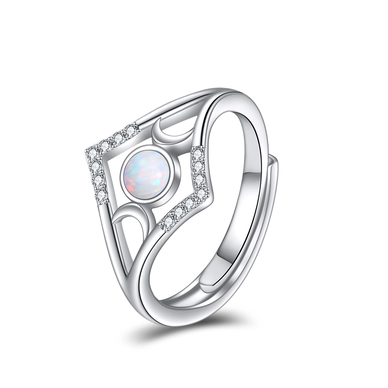Anello Tripla Luna In Argento 925 – Regolabile – Solido – Sacerdotessa – UK