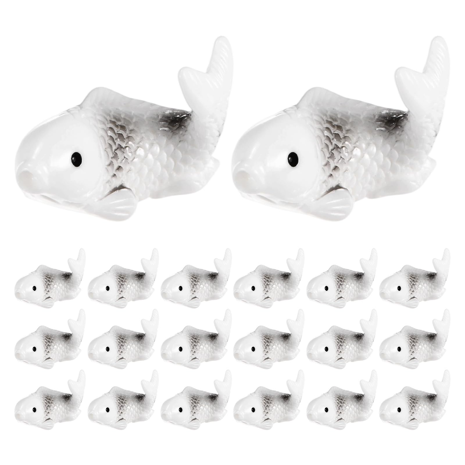 M METERXITY 20-Pack Mini Fake Koi Goldfish Figurines, Resin Miniature Fake Goldfish Realistic Ornament Tiny Figurines Decor Bulk for Aquarium/Fairy Garden/Tank Decor [Large, Black]