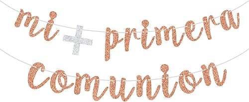 Banner con purpurina Mi Primera Comuniòn Decoración de banderines para el bautizo del bebéla primera comunión Dios bendiga a este niño suministros