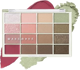 wakemake(ウェイクメイク) ソフトブラーリングアイパレット21 フォールインフィグブラーリング べスコス受賞 16色 マット ラメ グリッター 韓国コスメ 日常 アイシャドウパレット アイシャドウ 自然な発色 初心者向け George コラボ IKKIBROWN