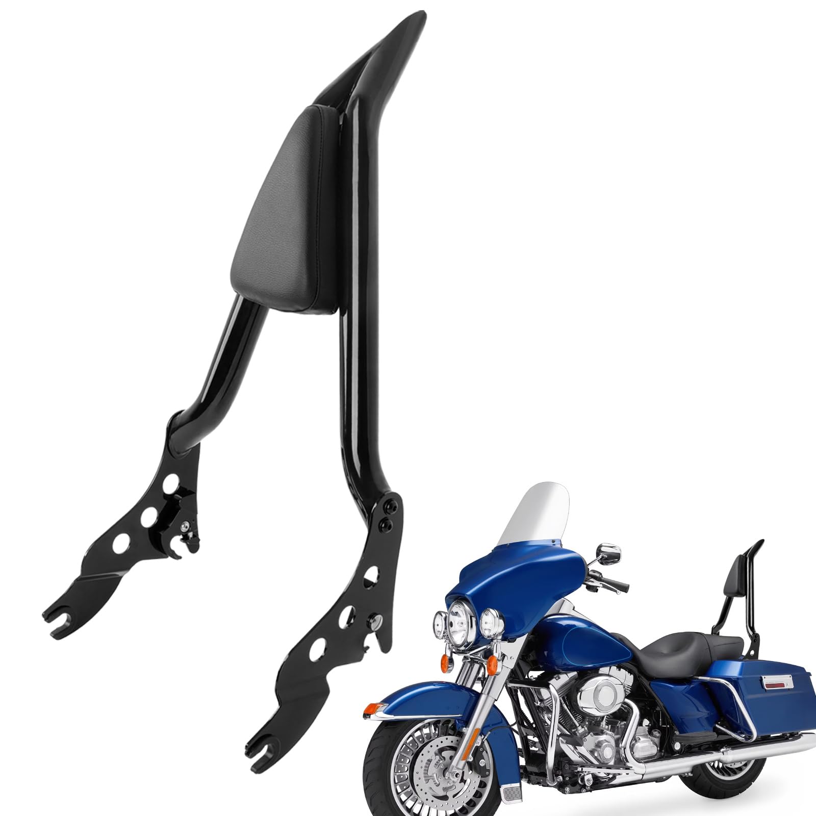 DREAMIZER Respaldo de Pasajero Trasero Desmontable para Motocicleta Compatible con Harley Touring Road King Road Glide Street Glide 2009-2024 Negro brillante