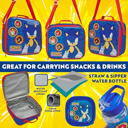 Get Trend SONIC THE HEDGEHOG Lunchtasche Kinder Set mit Trinkflasche und Lunchbox BPA Frei Isolierte Tasche für Schule Kita Kindergarten Urlaub (Sonic)