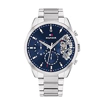 Tommy Hilfiger Orologio Analogico Multifunzione al Quarzo da Uomo con Cinturino in Acciaio Inossidabile Argentato – 1710448