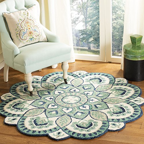 Tapete decorativo redondo 5 pies de lana artesanal