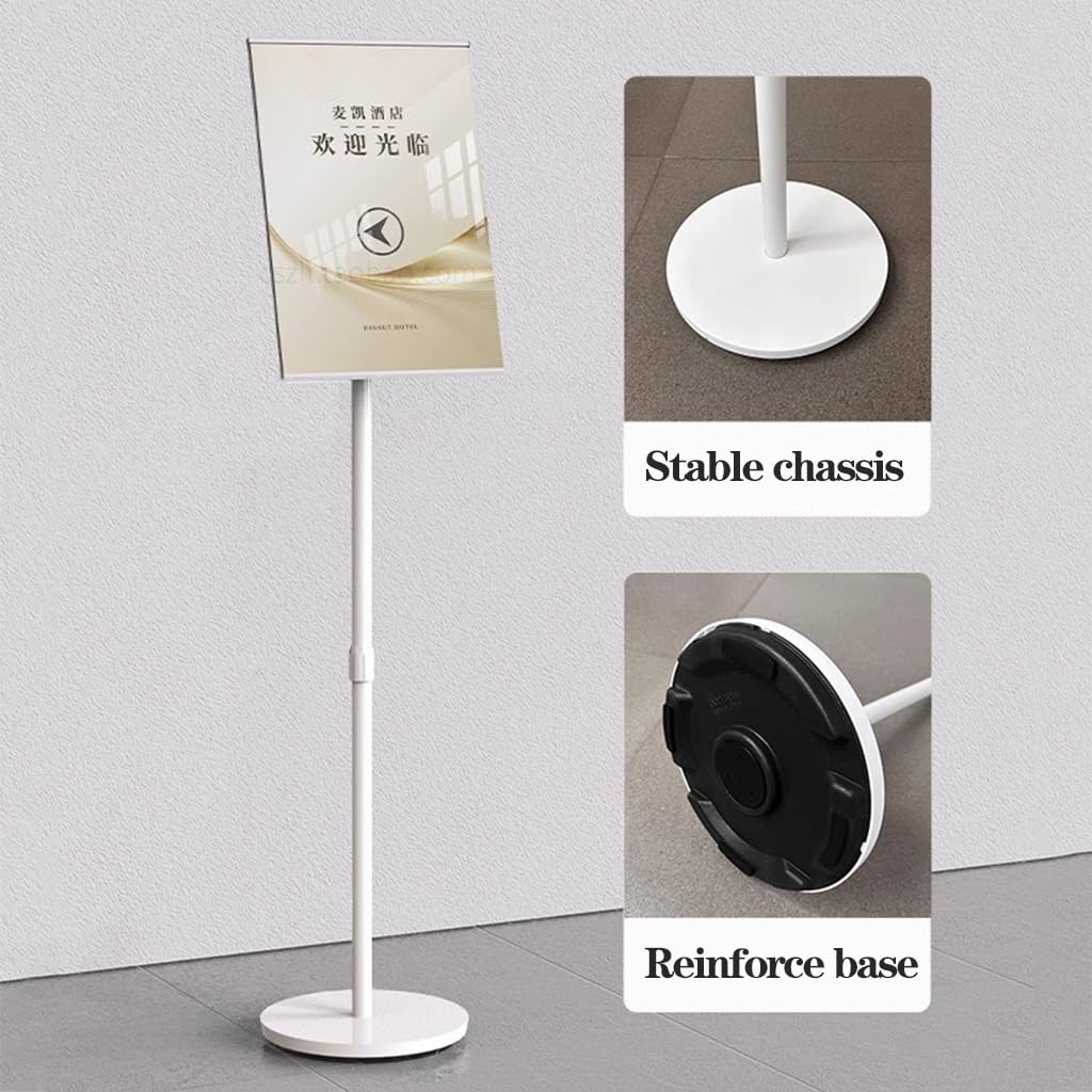 WIGSELBL Support de panneau sur pied en acrylique pour affiche, support réglable pour affichage vertical et horizontal (blanc, A3)