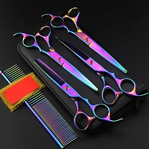 Pet Grooming Scissors Set 7 Inch Professional Dog Hair Clipping Thinning Scissors Set Puppy Cat Rabbit Hair Grooming