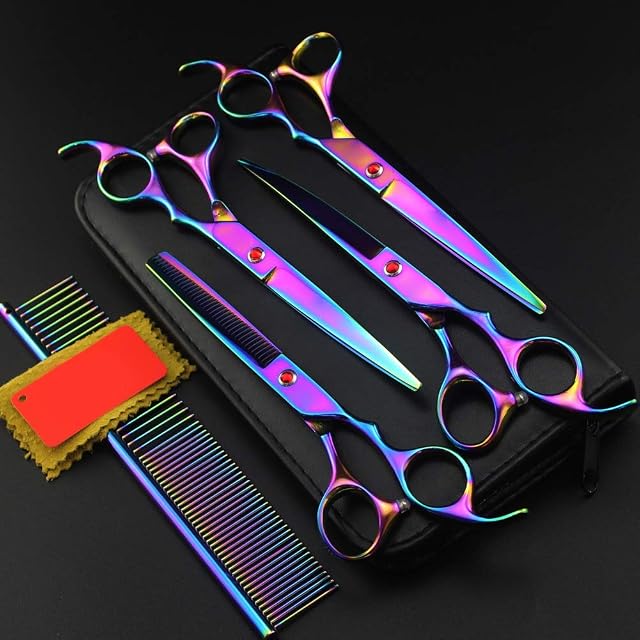 Pet Grooming Scissors Set 7 Inch Professional Dog Hair Clipping Thinning Scissors Set Puppy Cat Rabbit Hair Grooming