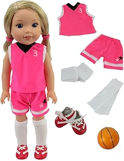 American Fashion World Hot Pink Basketball Uniform for 14-Inch Dolls | Premium Quality & Trendy Design | Dolls Clothes | Outfit Fashions for Dolls for Popular Brands