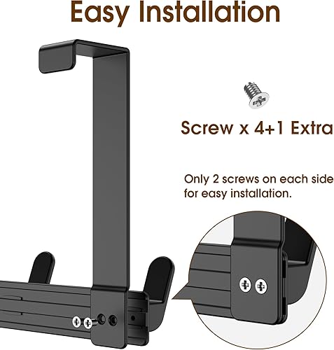 Miniatura 6 de L7U - Ganchos para colgar sobre la puerta, estante resistente para abrigos de invierno, se adapta a puertas de 1 34 pulgadas, accesorios de baño y