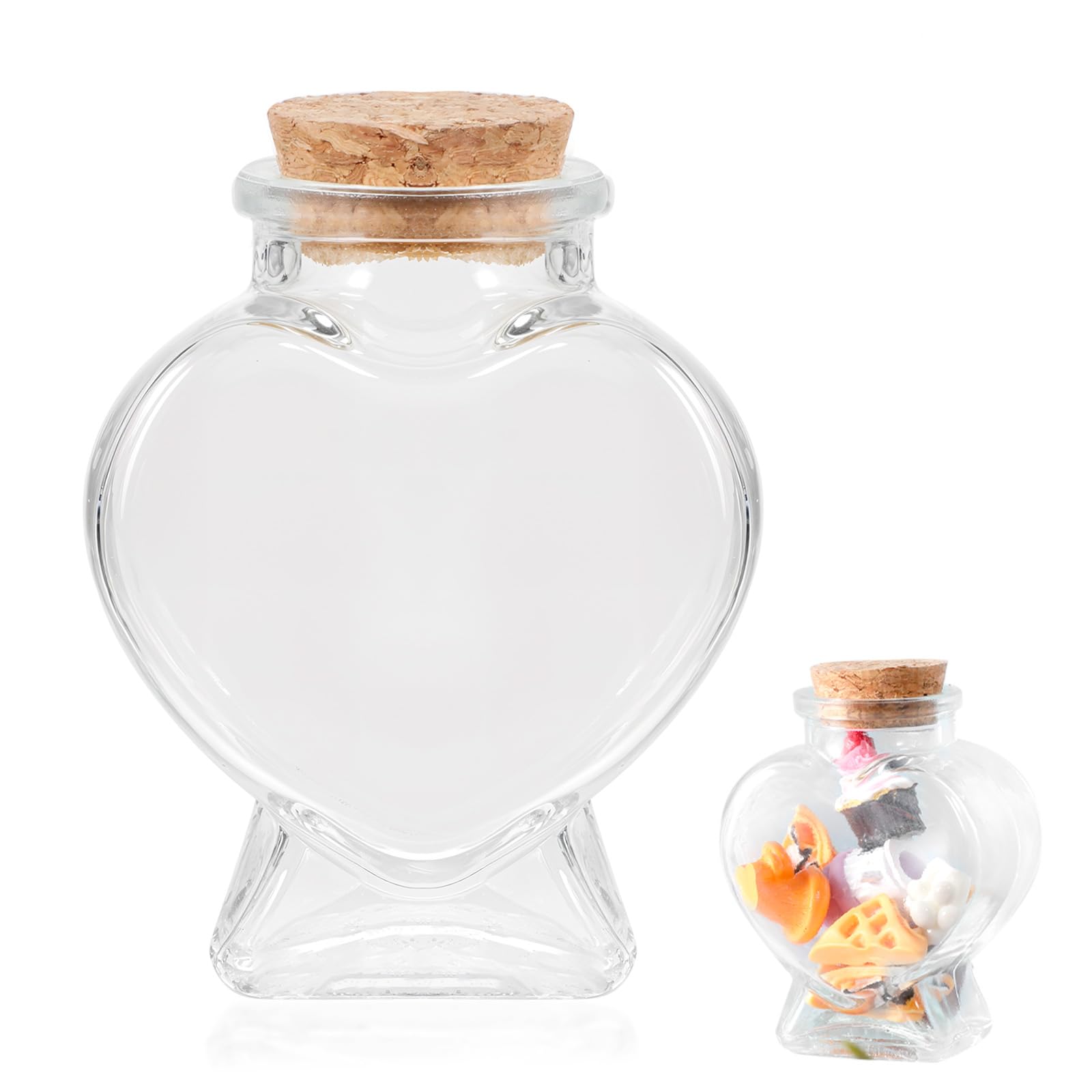 ElevateTech Glass Bottle with Cork Stopper 1Pcs Empty Glass Heart-Shaped Bottles Decorative Clear Glass Bottles with Cork Lid Message Wishing Bottle for Candy Containers DIY Art Crafts Party Wedding