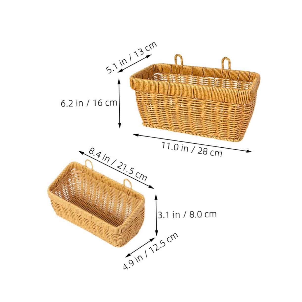 Cabilock 2pcs Elegant Faux Rattan Woven Baskets for Kitchen Multi Purpose Storage for Garlic Ginger Eggs Fruits Space Saving Organizer