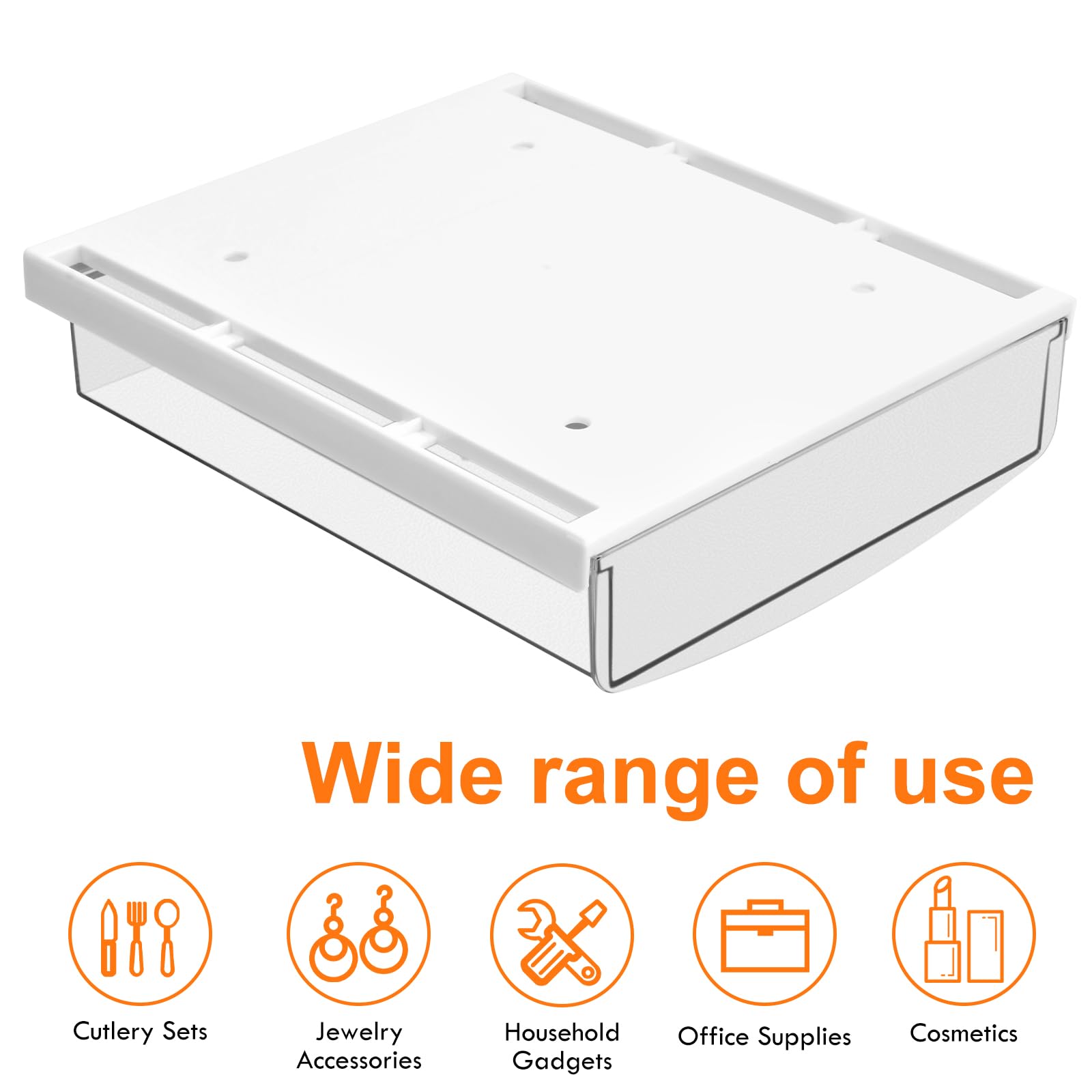 Organizador Cajón Oculto Autoadhesivo 21x18x5,4 cm Blanco Mate para Escuela Oficina Hogar