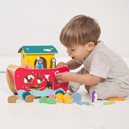 Miniatura 3 de Tender Leaf Toys - Juguete clasificador de formas de animales del Arca de Noé de madera - Fomenta el juego imaginativo, mejora las habilidades de