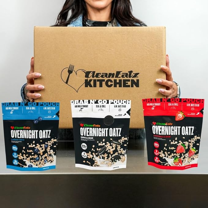 Avena Overnight Oats Clean Eatz Alto en Proteína 20g, Sabor Muffin de Arándano, 12 Unidades miniatura 2