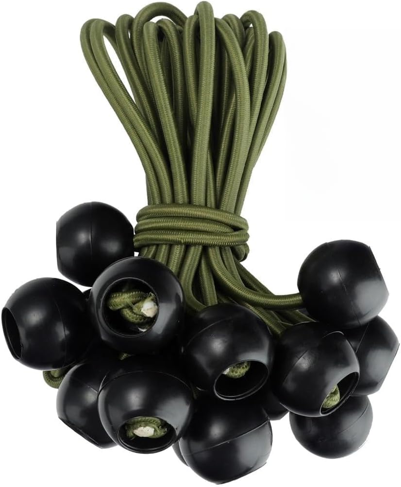 Heavy-Duty 50-Pack Bungee Ball Cord, 4In Elastic Stretchable Cords for Tie-Downs, Ideal for Tents, Tarps, Pipes, and Wires
