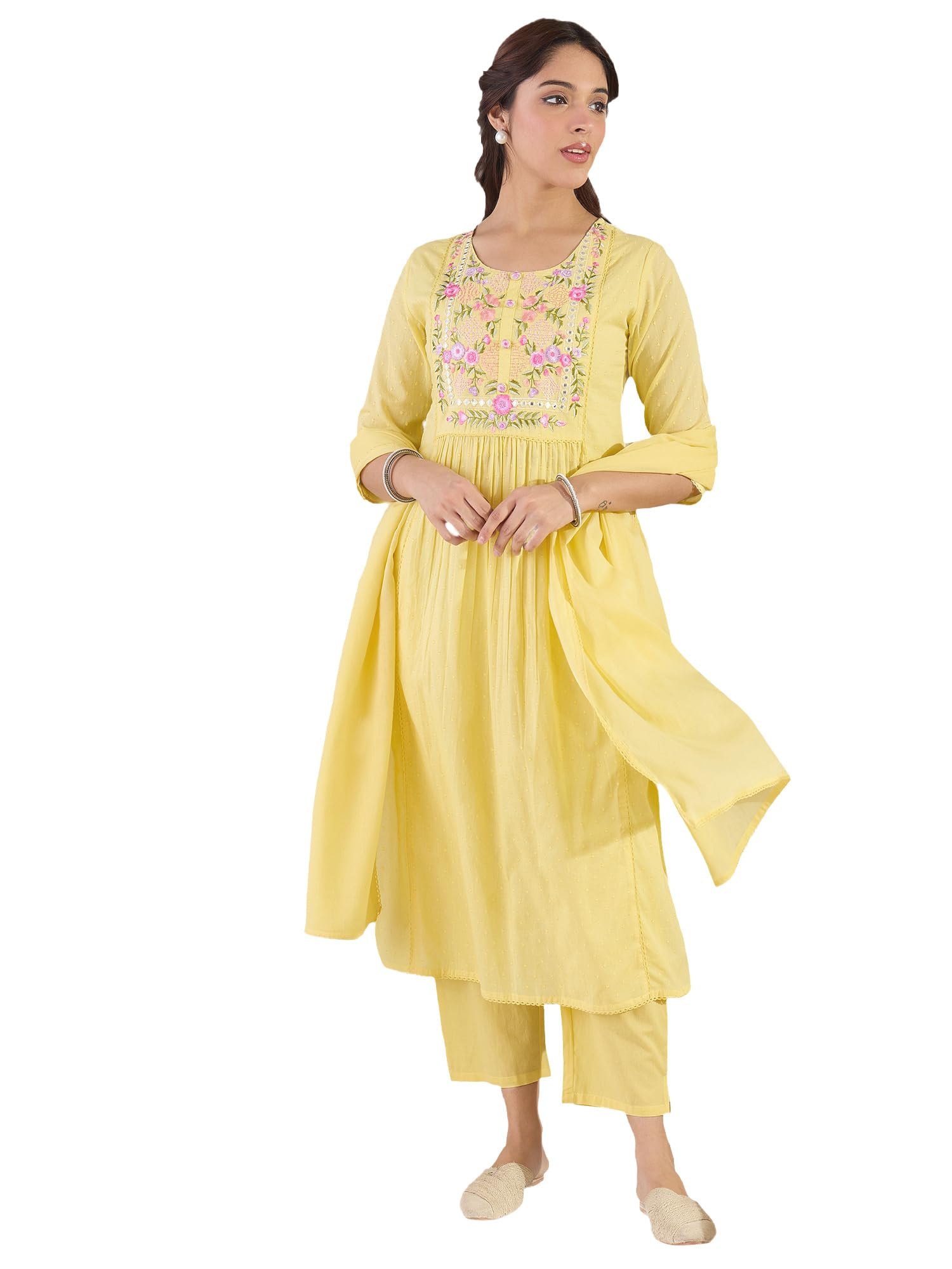 indo era Women Pure Cotton Kurta Set with Dupatta | Festive Suit Set, 9918-picture-44