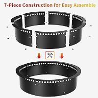 Vista 3 de Anillo de hoguera sin humo, 32 pulgadas exterior/28 pulgadas interior de alta resistencia de metal sólido grande con forma de flor de acero