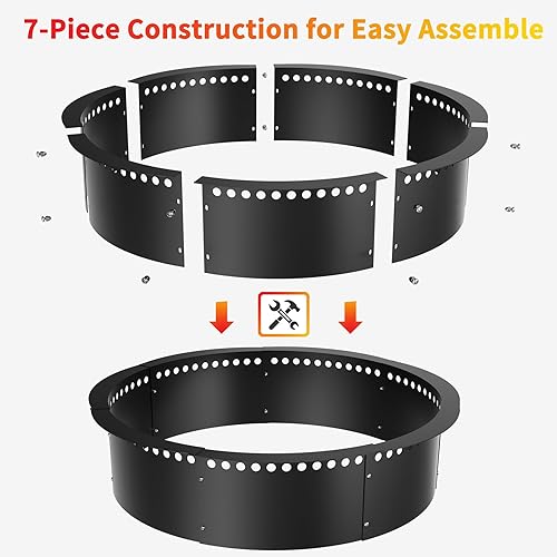 Miniatura 3 de Anillo para hoguera sin humo, exterior de 52 pulgadas / 48 pulgadas interior de alta resistencia de metal sólido con forma de flor de acero