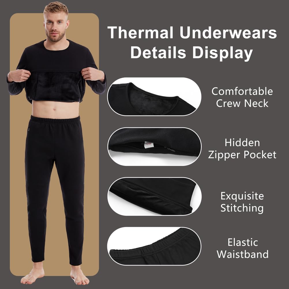 Chemise Et Pantalon De sous-Vêtements Chauffants, Couche De Base Thermique Électrique pour Hommes Ensemble Long John Chauffant pour Moto, Ski, Camping