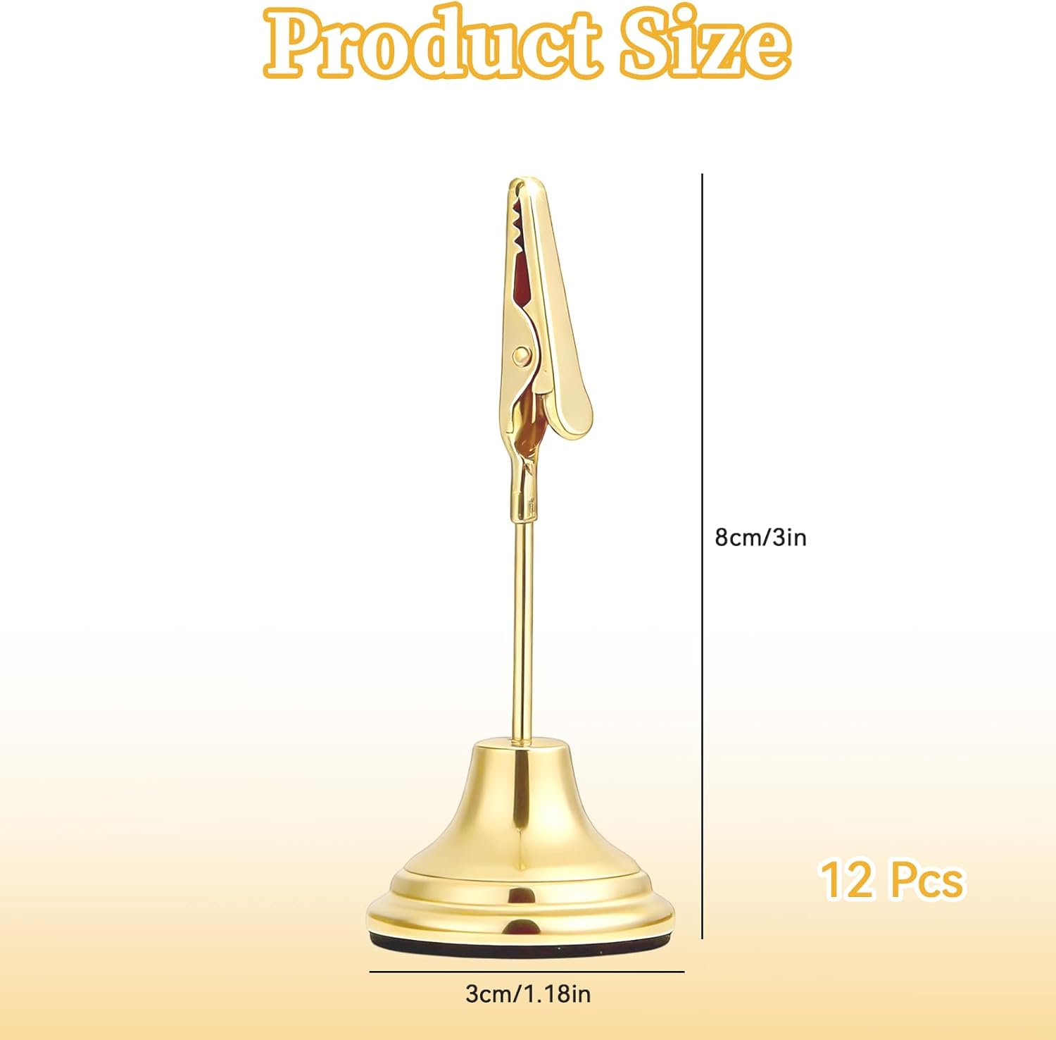12 Pcs Table Number Holders Gold Metal Place Card Holders with Alligator Clip Table Card Holder Tables Number Stands Tables Sign Holders for Wedding Anniversary Birthday Party