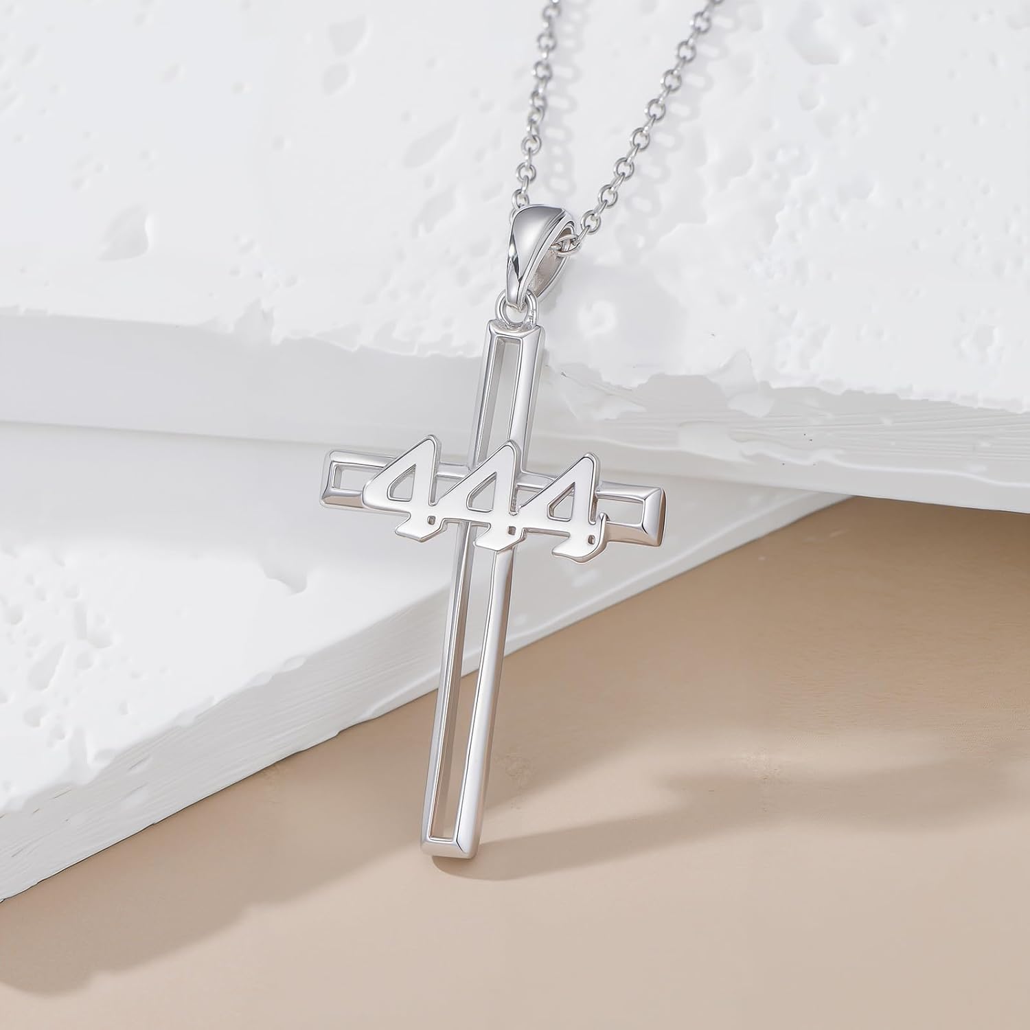PROESS Angel Number Necklace 925 Sterling Silver Cross 111 222 333 444 Angel Number Pendant Numerology Jewelry Gift for Women Men - Image 2