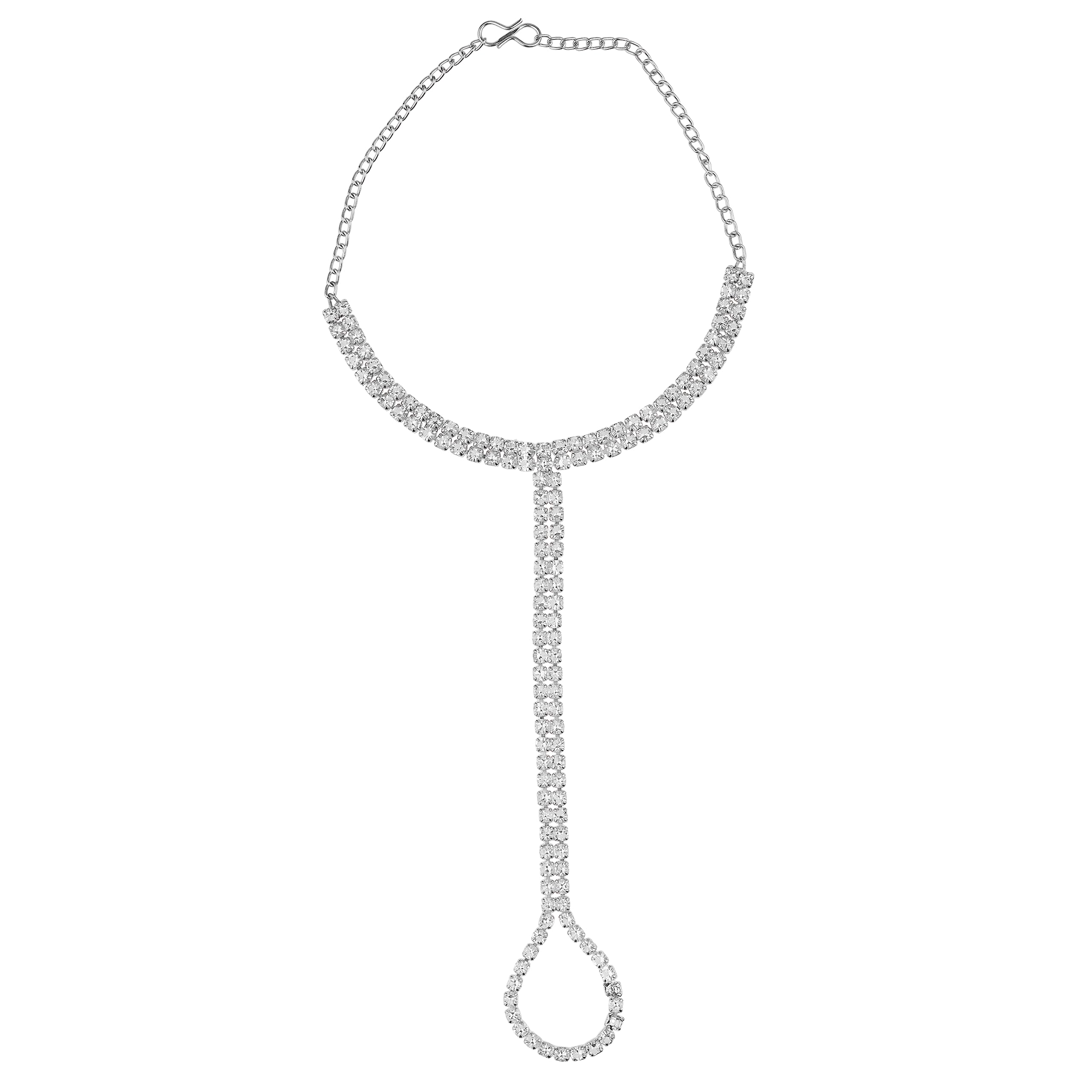 Femmibella Shimmering Simplicity: Silver Plated Layered CZ Stone Ring Bracelet (B0CBMM2P67) Amazon Price History, Amazon Price Tracker
