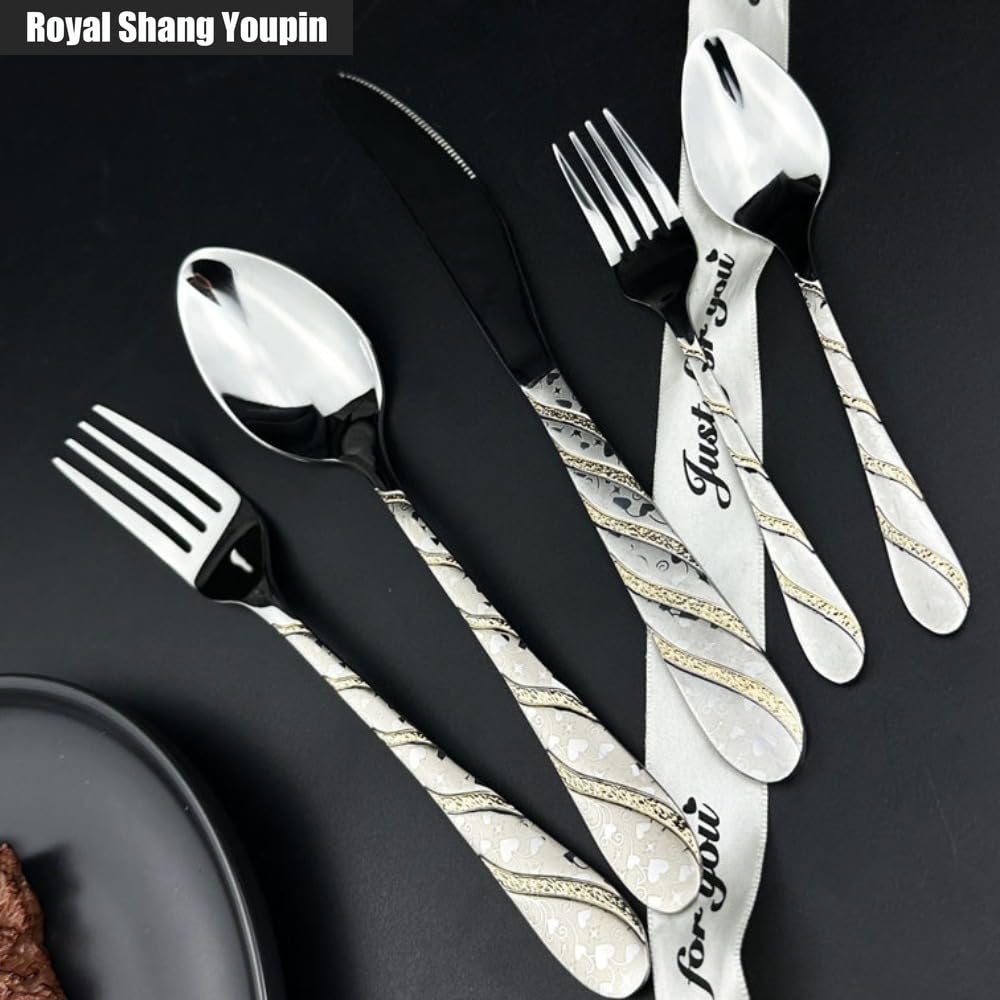 Linea Addensata Maniglia Da Cucina Posate in Acciaio Inossidabile Stoviglie Posate Set Di Posate Coltello Da Bistecca Forchetta Cucchiaio Cucchiaino (20 pezzi)