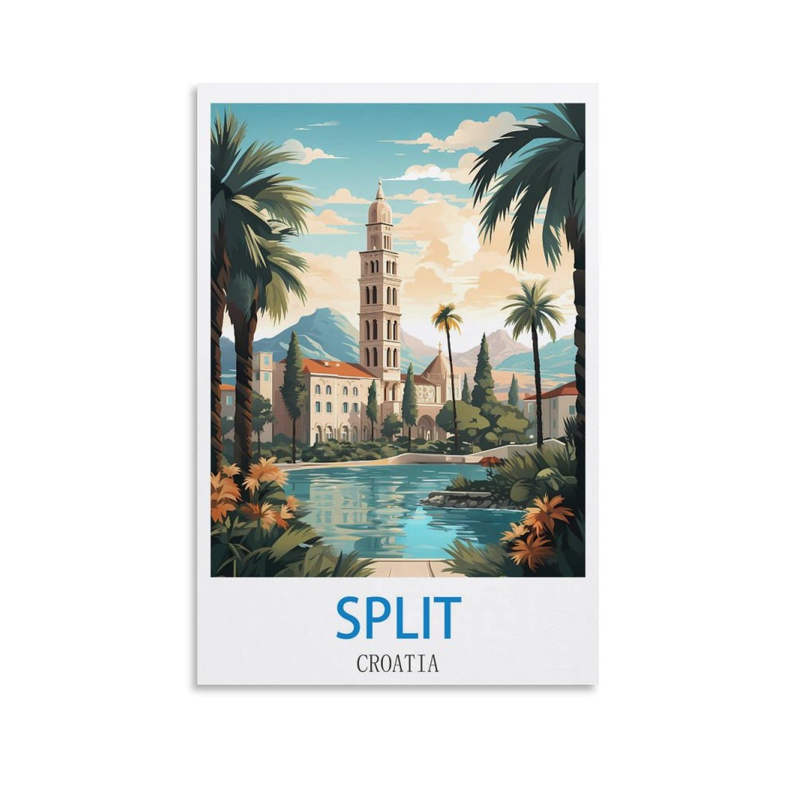 FZYUEN Split Croatia Vintage Travel Posters 24x36inch(60x90cm) Canvas Wall Art Prints for Wall Decor Room Decor Bedroom Decor