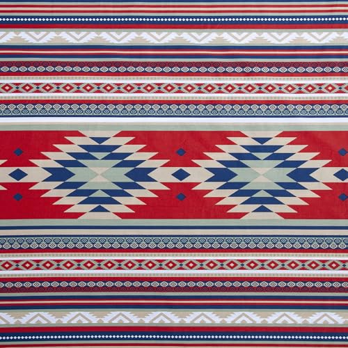 Image of Paseo Road Del Sol 4 Piece Queen Red Blue Cream Cotton Sheet Set