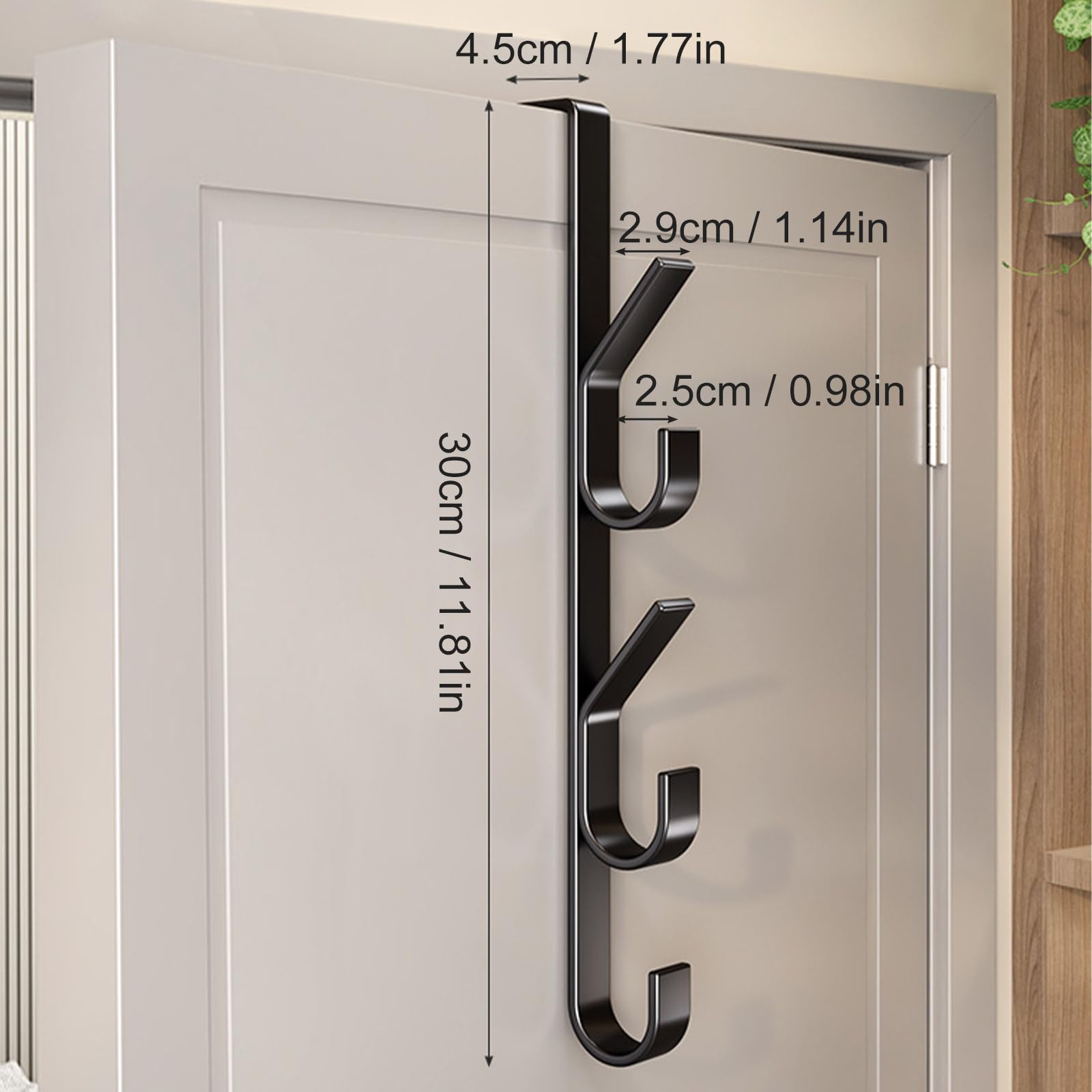 MOFELON Over Door Hanger, 4 Packs Over Door Hooks, Heavy Duty Metal Overdoor Coats Hanger Hook for Bedroom Clothes, Towel - Image 2