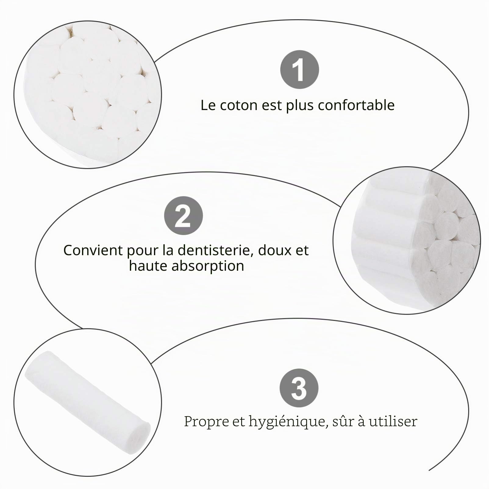 Scicalife 1000Pcs Rouleaux de Coton Dentaire Haute Absorbante Boule de Coton Roulée Tampons de Coton Bouchons de Nez pour Enfants Et Adultes Kit de Saignement de Nez Accessoires