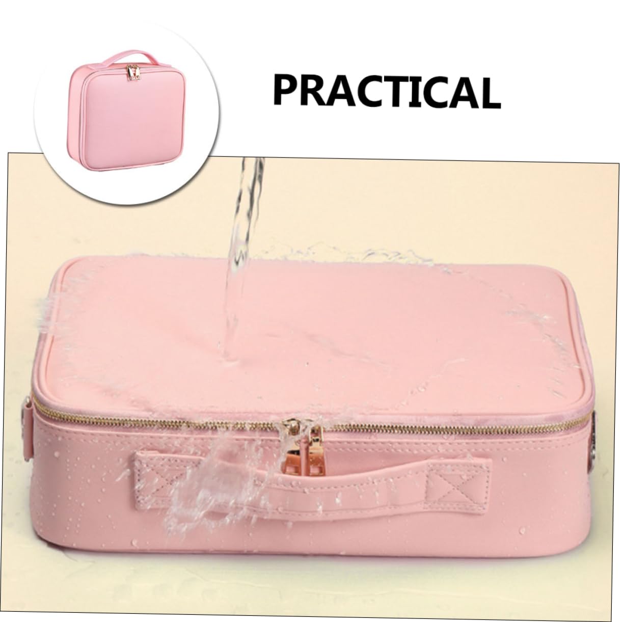LIFKOME Große Kosmetiktäschen aus Verstellbaren Kosmetiktasche Pu Leder mit Herausnehmbaren Fächern Reißverschluss Rosa und Reise und Arbeit