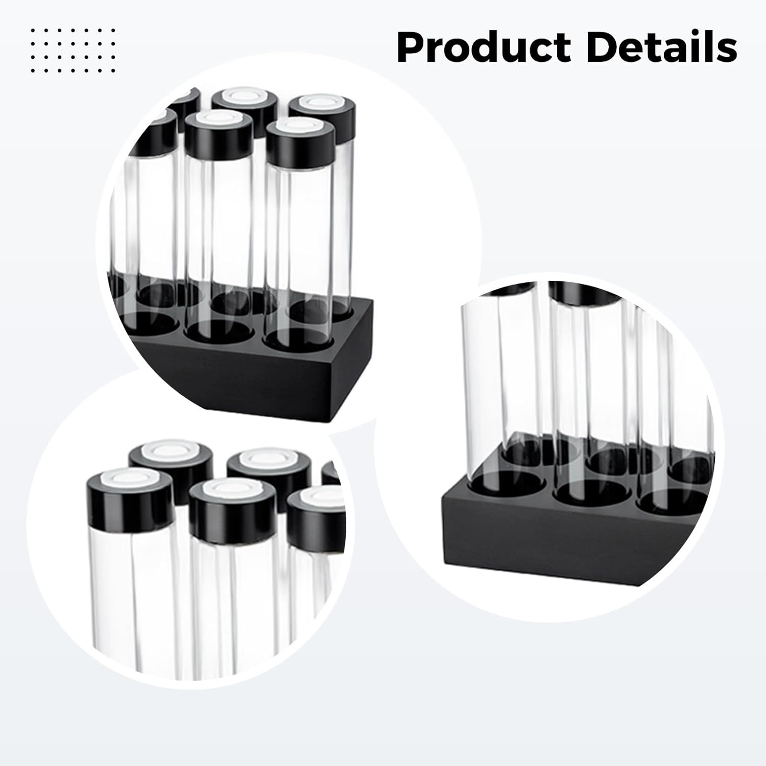 12 Pcs Coffee Bean Cellars Set with Exhaust Gate, Clear Glass Coffee Bean Vaults and Display Stand, Storage with Silicone Funnel