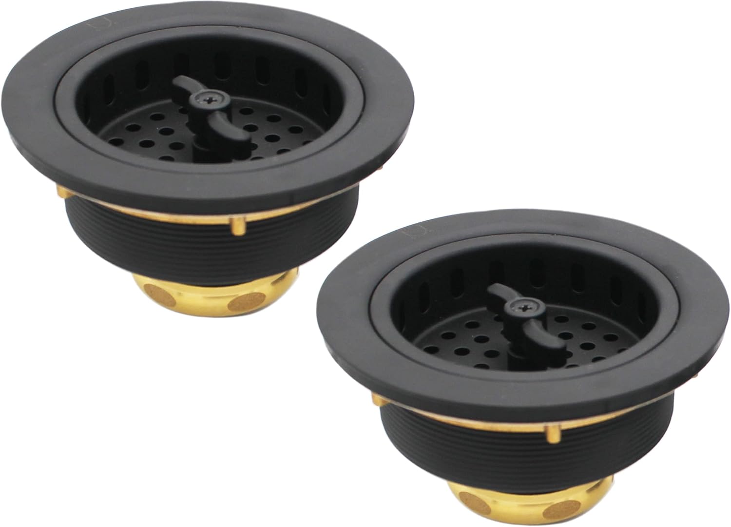Westbrass Wing Nut Style Large Kitchen Sink Basket Strainer, 2 Pack, Matte Black, D2135-62