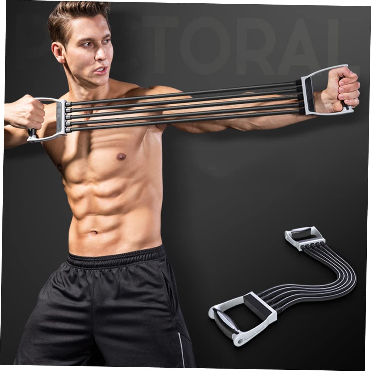 Indoor Fitness Tensioner Exercise Equipment Elastic Strings 150lb Latex Expander Arm Back Wall Pulley