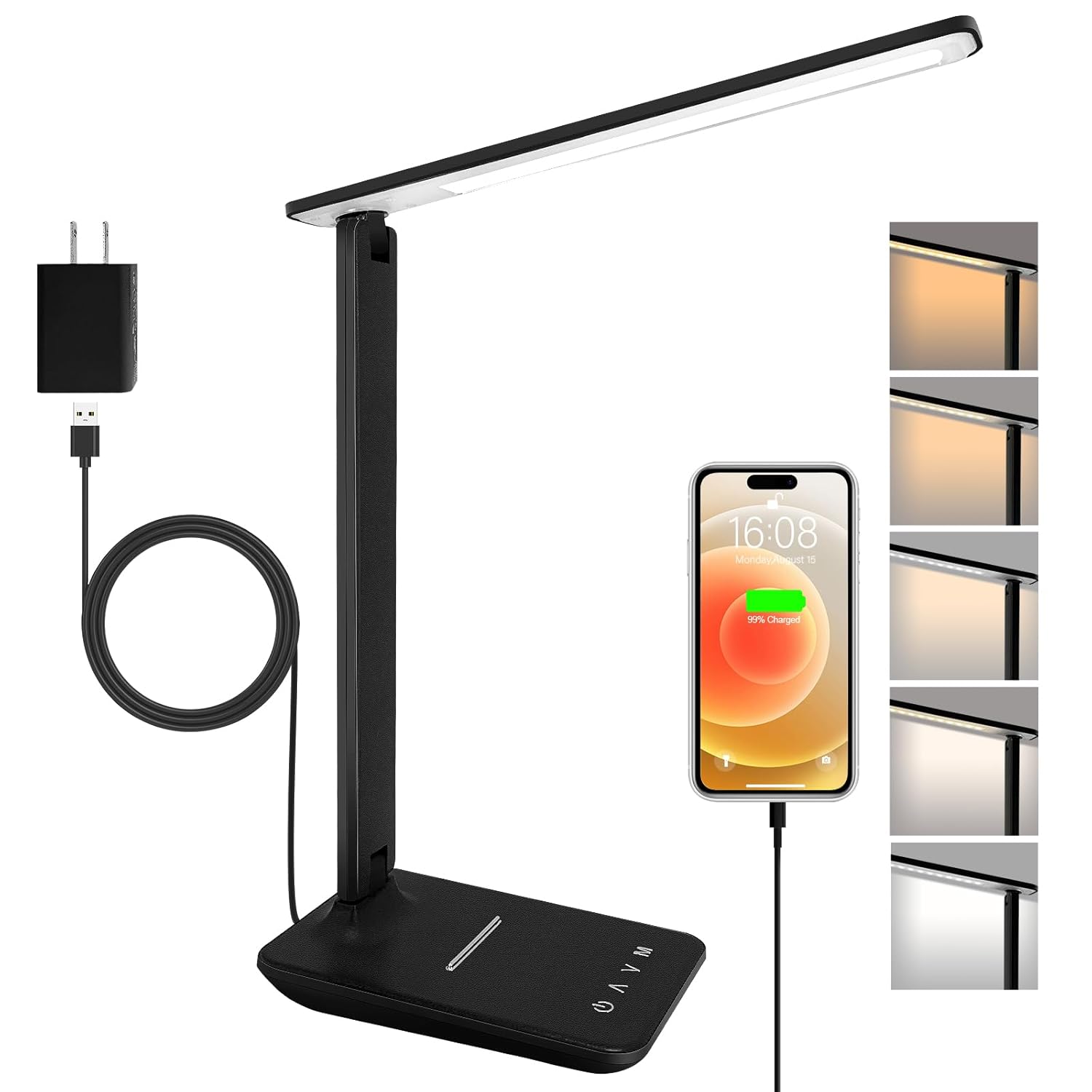 shinelife LED Desk Lamp for Office Home Bright Desk Light with USB Charging Port Adjustable Dimmable Desk Lamps