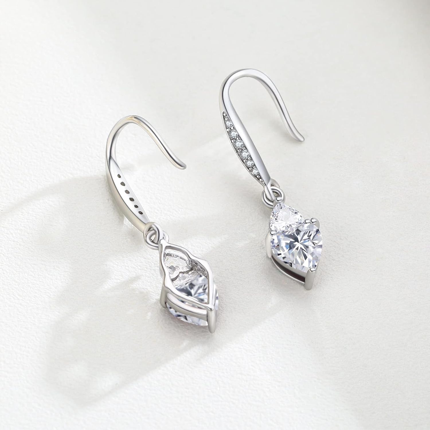 Birthstone Earrings Sterling Silver Cz Drop with Heart Birthstone Dangle Birthstone Jewelry Gifts for Women Girls Halloween Christmas Hypoallergenic