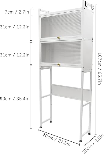 Miniatura 2 de Organizador de baño, almacenamiento sobre el inodoro, estantes ajustables para habitación pequeña, ahorra espacio, independiente sobre el inodoro