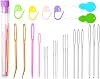 Hekisn 25Pcs Large Eye Blunt Yarn Needles Kit, Assorted Sizes Bent Tapestry Darning Needle & Stitch Markers &Threaers for Knitting, Crochet (Purple)