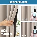100% Blackout Curtains for Bedroom with Black Liner Full Room Darkening Curtains 54 Inches Long Thermal Insulated Back Tab/Rod Pocket Window Treatment Drapes for Living Room, Natural, 2 Panels