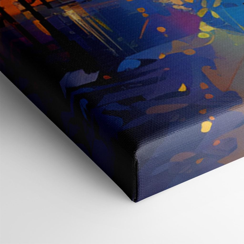 Canvas for Living room. Energetic Flair on Canvas Captures the Vivid Essence of Rain-soaked New Orleans, 27 x 18 inch Canvas Wall Art - Contemporary Masterpieces - Modern Home Decor