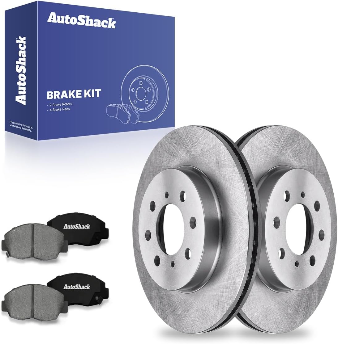 AutoShack Front Vented Brake Rotors + Premium Ceramic Pads 6-PC Brake Kit Replacement for 2010-2014 Honda Insight 1997-2005 Acura EL 1996-2005 Honda Civic 10.3" (261.5 mm)