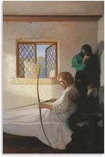 N.C. Wyeth Romanticism Posters Oil Paintings Aesthetic Prints The Passing of Robin Hood Canvas Wall Art Prints Poster Gifts Photo Picture Painting Posters Room Decor Home Decorative 16x24inch(40x60cm)