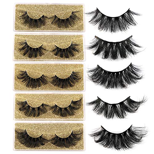 Winifred 25mm Mink Lashes, 100% Real Mink Eyelashes Long Dramatic Volume 3D Mink Lashes Pack 5 Styles