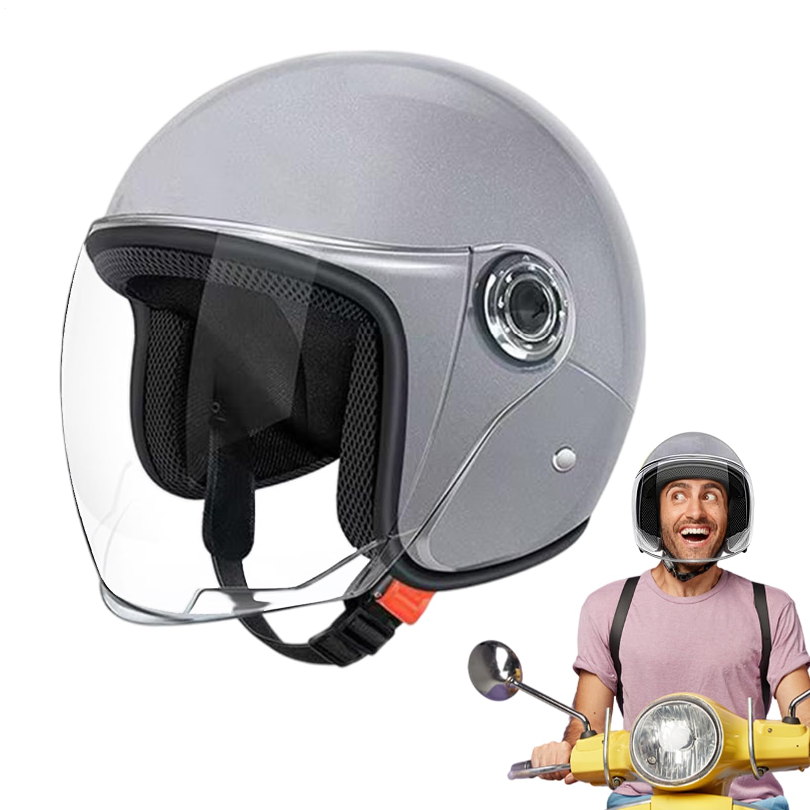 Casque Moto pour Scooter Et Cyclomoteur, Casque Jets Casque Mobylette avec Lunettes Demi Casque Moto Vélo Scooter Chopper pour Hommes Et Femmes