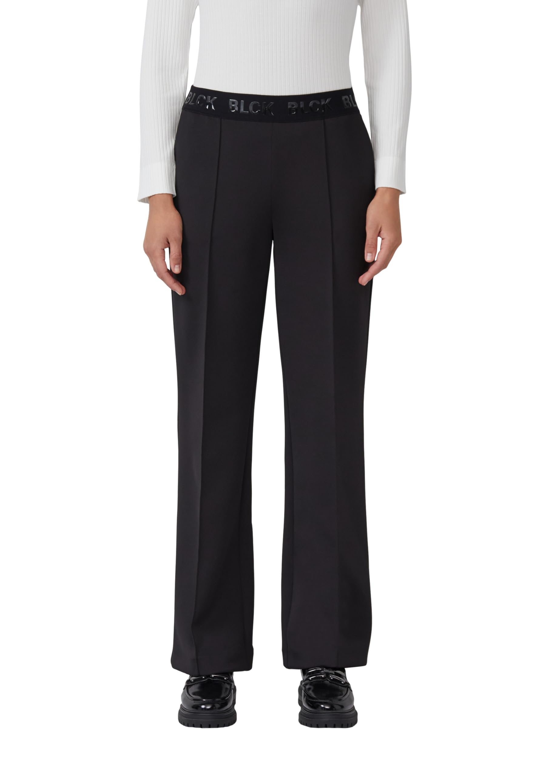 s.Oliver Damen Scuba Hose, Wide Leg Wide-Leg-Hose aus Scuba mit Logo-Gummibund