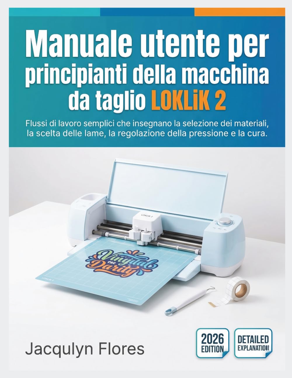 Manuale utente per principianti della macchina da taglio LOKLiK 2: Flussi di lavoro semplici che insegnano la selezione dei materiali, la scelta delle lame, la regolazione della pressione e la cura.